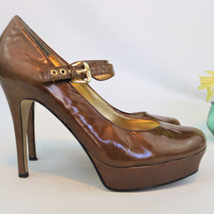 GUESS Caramel Brown Platform Mary Jane Heels 8.5M